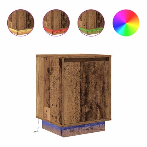 WRJENFSC Nachttischschrank Bedside Tables Nachtkästchen Kleiner Tisch - Nachttische mit LED-Leuchten 2 STK. Altholz-Optik 38x34x50 cm für Schlafzimmer Wohnzimmer Büro Jugendzimmer WRJENFSC Nachttischschrank Bedside Tables Nachtkästchen Kleiner Tisch - Nachttische mit LED-Leuchten 2 STK. Altholz-Optik 38x34x50 cm für Schlafzimmer Wohnzimmer Büro Jugendzimmer von WRJENFSC