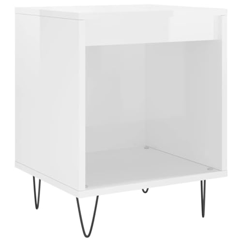 WRJENFSC Nachttischschrank Betttisch Bedside Tables Kleiner Schrank - Nachttisch Hochglanz-Weiß 40x35x50 cm Holzwerkstoff für Wohnzimmer Schlafzimmer Jugendzimmer Büro von WRJENFSC