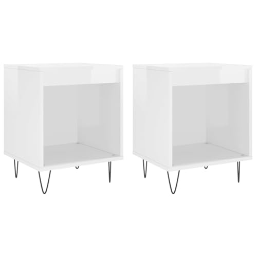 WRJENFSC Nachttischschrank Betttisch Bedside Tables Kleiner Schrank - Nachttische 2 STK. Hochglanz-Weiß 40x35x50 cm Holzwerkstoff für Wohnzimmer Schlafzimmer Jugendzimmer Büro von WRJENFSC