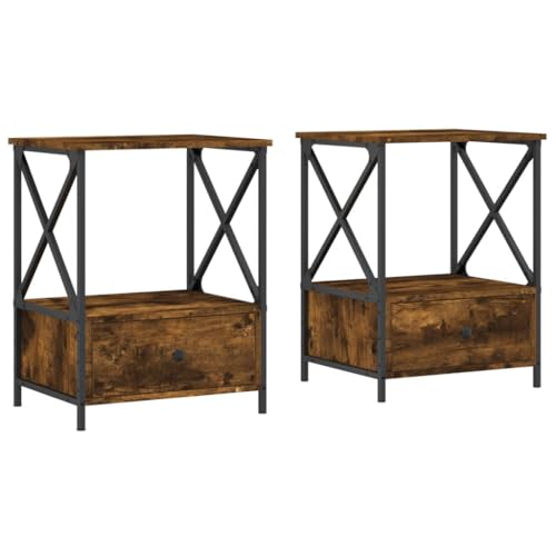 WRJENFSC Nachttischschrank Betttisch Nachtschrank Nightstand - Nachttische 2 STK. Räuchereiche 50x41x65 cm Holzwerkstoff für Büro Wohnzimmer Jugendzimmer Schlafzimmer von WRJENFSC