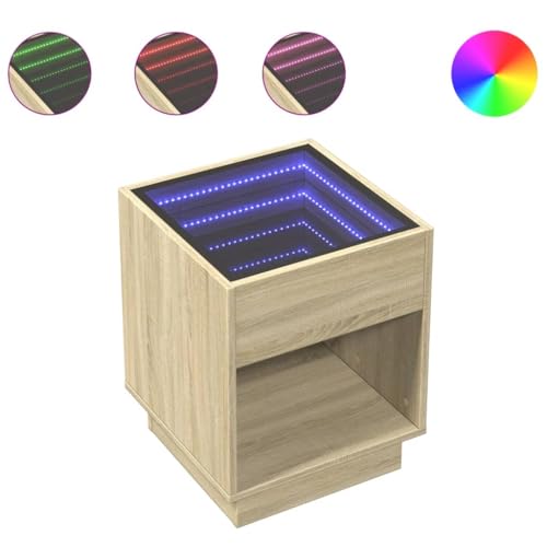 WRJENFSC Nachttischschrank Nachtschrank Bedside Tables Beistelltisch Schmal - Nachttisch mit Infinity-LED Sonoma-Eiche 40x40x50 cm für Wohnzimmer Schlafzimmer Büro Jugendzimmer WRJENFSC Nachttischschrank Nachtschrank Bedside Tables Beistelltisch Schmal - Nachttisch mit Infinity-LED Sonoma-Eiche 40x40x50 cm für Wohnzimmer Schlafzimmer Büro Jugendzimmer von WRJENFSC