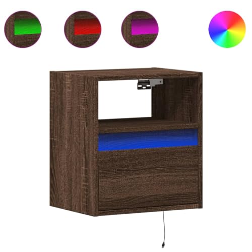 WRJENFSC Nachttischschrank Nachtschrank Bedside Tables Beistelltisch Schmal - Wand-Nachttische mit LED-Leuchten 2 STK. Braun Eichen-Optik für Jugendzimmer Büro Schlafzimmer Wohnzimmer WRJENFSC Nachttischschrank Nachtschrank Bedside Tables Beistelltisch Schmal - Wand-Nachttische mit LED-Leuchten 2 STK. Braun Eichen-Optik für Jugendzimmer Büro Schlafzimmer Wohnzimmer von WRJENFSC