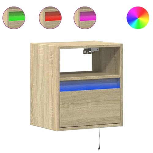 WRJENFSC Nachttischschrank Nachtschrank Bedside Tables Beistelltisch Schmal - Wand-Nachttische mit LED-Leuchten 2 STK. Sonoma-Eiche für Jugendzimmer Büro Schlafzimmer Wohnzimmer WRJENFSC Nachttischschrank Nachtschrank Bedside Tables Beistelltisch Schmal - Wand-Nachttische mit LED-Leuchten 2 STK. Sonoma-Eiche für Jugendzimmer Büro Schlafzimmer Wohnzimmer von WRJENFSC