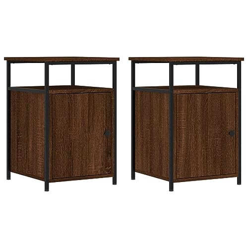 WRJENFSC Night Table Nachttische Couchtisch Nightstand - Nachttische 2 STK. Braun Eichen-Optik 40x42x60 cm Holzwerkstoff für Jugendzimmer Wohnzimmer Büro Schlafzimmer von WRJENFSC