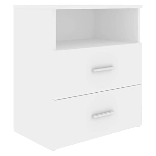 WRJENFSC Nightstand Betttisch Coffee Table Nachtkasten - Nachttisch Weiß 50x32x60 cm für Büro Schlafzimmer Wohnzimmer Jugendzimmer von WRJENFSC