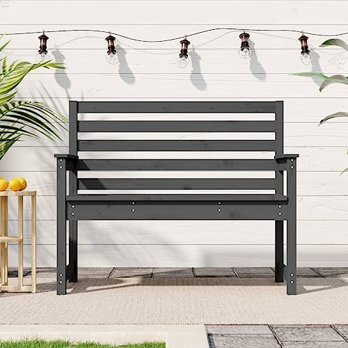 WRJENFSC Park Bank Zweisitzer Bank Freizeit Bänke Strand Bank Gartenbank Grau 109x48x91,5 cm Massivholz Kiefer Geeignet für Gärten, Balkone, Terrassen, Parks, Pavillons von WRJENFSC