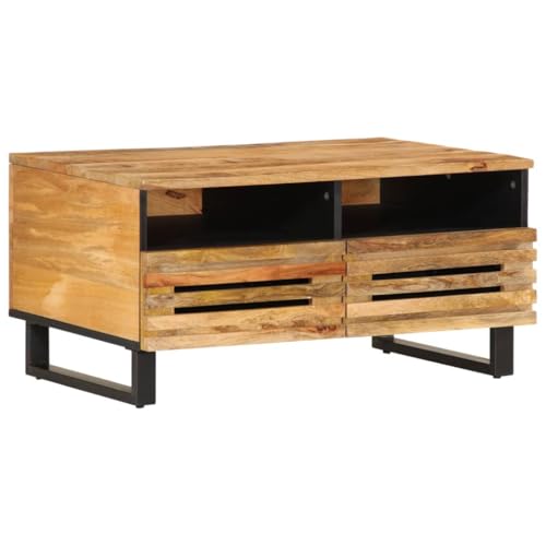 WRJENFSC Raues Massivholz Mango Couchtisch 80x55x40 cm mit 3 Schubladen robuster Beistelltisch für Wohnzimmer Flur oder als Nachttisch WRJENFSC Raues Massivholz Mango Couchtisch 80x55x40 cm mit 3 Schubladen robuster Beistelltisch für Wohnzimmer Flur oder als Nachttisch von WRJENFSC