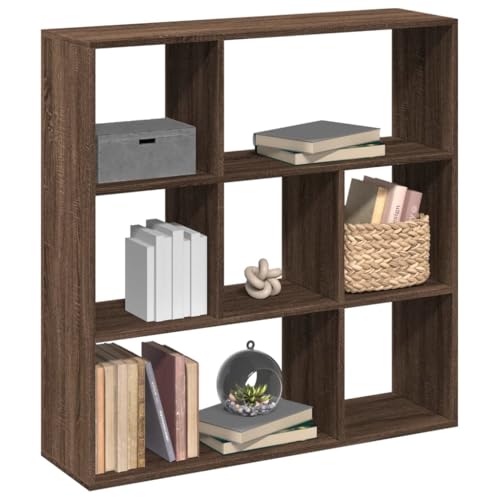 WRJENFSC Raumteiler Bücherregal Braun Eichen-Optik 102x29x103,5 cm Schmaler Regalschrank mit 7 Fächern als Zimmerteiler für Wohnzimmer Büro von WRJENFSC