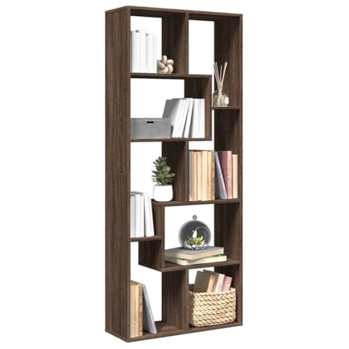 WRJENFSC Raumteiler Bücherregal Braun Eichen-Optik 67x25x161,5 cm Schmal Hochregal mit 8 Fächern Starker Holzwerkstoff Vielseitig für Wohnzimmer Büro von WRJENFSC