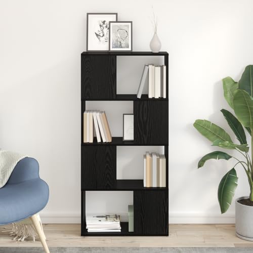 WRJENFSC Regal Schwarz Holzwerkstoff Eiche Optik 60x24x124 cm Mit 5 Fächern Texturierte Oberfläche Für Wohnzimmer Aufbewahrung Bücher Deko WRJENFSC Regal Schwarz Holzwerkstoff Eiche Optik 60x24x124 cm Mit 5 Fächern Texturierte Oberfläche Für Wohnzimmer Aufbewahrung Bücher Deko von WRJENFSC