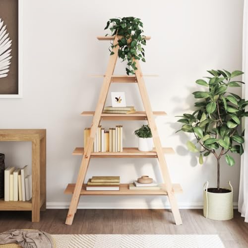 WRJENFSC Regal mit 5 Böden A-Form 110x40x180,5 cm Massivholz Kiefer Regal Wohnzimmer Küchenregal Vitrinenschrank Book Shelf für Arbeitszimmer Badezimmer Schlafzimmer Ankleidezimmer von WRJENFSC