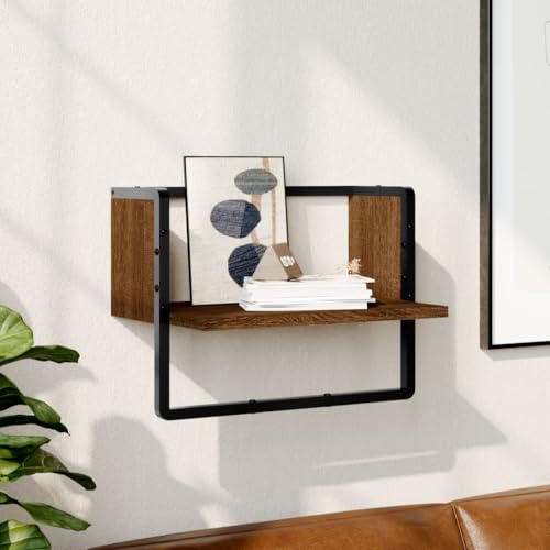 WRJENFSC Robustes Schweberegal mit Metallstange Braun Eichen-Optik 40x25x30 cm Holzwerkstoff für Wanddekoration Aufbewahrung Bücher in Wohnzimmer Bad Küche WRJENFSC Robustes Schweberegal mit Metallstange Braun Eichen-Optik 40x25x30 cm Holzwerkstoff für Wanddekoration Aufbewahrung Bücher in Wohnzimmer Bad Küche von WRJENFSC
