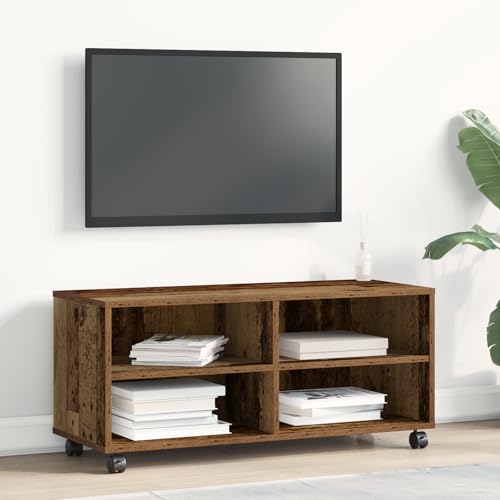 WRJENFSC Rustikaler TV-Schrank Altholz mit Rollen Lowboard für Fernseher 90x35x35 cm Braun Holzwerkstoff Vintage-Stil für Wohnzimmer WRJENFSC Rustikaler TV-Schrank Altholz mit Rollen Lowboard für Fernseher 90x35x35 cm Braun Holzwerkstoff Vintage-Stil für Wohnzimmer von WRJENFSC