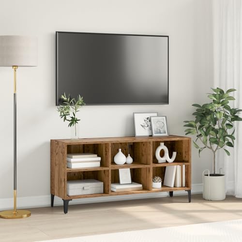 WRJENFSC Rustikaler TV Stand Lowboard Braun Rechteckig aus Holzwerkstoff und Metall mit verwitterter Oberfläche und viel Stauraum für Wohnzimmer WRJENFSC Rustikaler TV Stand Lowboard Braun Rechteckig aus Holzwerkstoff und Metall mit verwitterter Oberfläche und viel Stauraum für Wohnzimmer von WRJENFSC