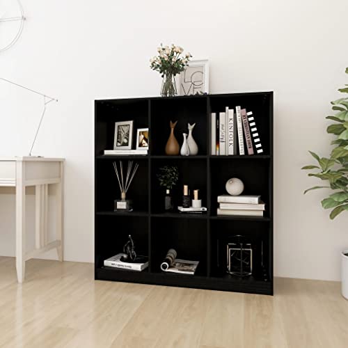 WRJENFSC Schlanker Bücherregal Raumteiler Schwarz Massivholz Kiefer 104x33,5x110cm Mit 9 Fächern Robustes Design Für Wohnzimmer Und Flur WRJENFSC Schlanker Bücherregal Raumteiler Schwarz Massivholz Kiefer 104x33,5x110cm Mit 9 Fächern Robustes Design Für Wohnzimmer Und Flur von WRJENFSC