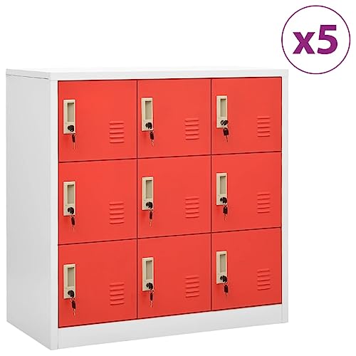 WRJENFSC Schließfachschrank Set aus Stahl mit 9 Fächern und Schlössern 90 x 45 x 92,5 cm Moderner Aufbewahrungsschrank für Büro Schule und Zuhause von WRJENFSC