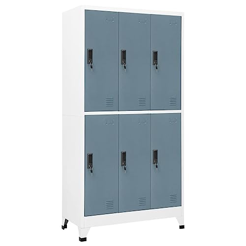 WRJENFSC Schließfachschrank aus Stahl mit 6 abschließbaren Fächern Modernes Design 90x45x180 cm Hellgrau Dunkelgrau für Büro Schule und Haushalt WRJENFSC Schließfachschrank aus Stahl mit 6 abschließbaren Fächern Modernes Design 90x45x180 cm Hellgrau Dunkelgrau für Büro Schule und Haushalt von WRJENFSC