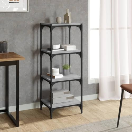 WRJENFSC Schmal Hoch Bücherregal Grau Sonoma 40x33x100 cm mit Holzwerkstoff und Stahl 4 Ablagen Industrie-Stil für Wohnzimmer und Büro WRJENFSC Schmal Hoch Bücherregal Grau Sonoma 40x33x100 cm mit Holzwerkstoff und Stahl 4 Ablagen Industrie-Stil für Wohnzimmer und Büro von WRJENFSC