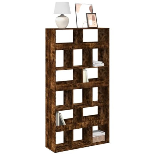 WRJENFSC Schmal Hoch Regal Bücherregal in Räuchereiche aus Holzwerkstoff 100x33x187,5 cm mit 15 Fächern Klassisches Design Dekorativ Praktisch für Wohnzimmer als Raumteiler WRJENFSC Schmal Hoch Regal Bücherregal in Räuchereiche aus Holzwerkstoff 100x33x187,5 cm mit 15 Fächern Klassisches Design Dekorativ Praktisch für Wohnzimmer als Raumteiler von WRJENFSC