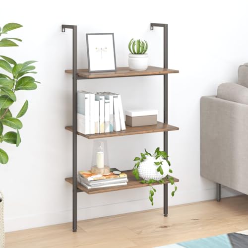 WRJENFSC Schmal Hoch Regal mit 3 Böden Dunkelbraun Schwarz 64x35x120,5cm Robuste Stahlkonstruktion Anlehnregal für Wohnzimmer Schlafzimmer Balkon WRJENFSC Schmal Hoch Regal mit 3 Böden Dunkelbraun Schwarz 64x35x120,5cm Robuste Stahlkonstruktion Anlehnregal für Wohnzimmer Schlafzimmer Balkon von WRJENFSC