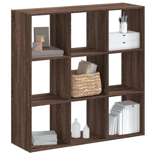 WRJENFSC Schmaler Bücherregal Braun Eichen-Optik Aus Holzwerkstoff 102x32x102 cm Mit 9 Fächern Robust Langlebig Vielseitig Für Wohnzimmer Büro Aufbewahrung von WRJENFSC
