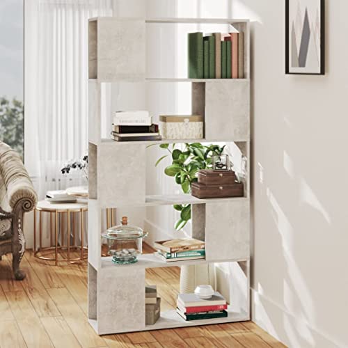 WRJENFSC Schmaler Bücherregal Raumteiler Betongrau Holzwerkstoff 80x24x155 cm mit 5 Fächern Schlankes Design für Wohnzimmer Aufbewahrung WRJENFSC Schmaler Bücherregal Raumteiler Betongrau Holzwerkstoff 80x24x155 cm mit 5 Fächern Schlankes Design für Wohnzimmer Aufbewahrung von WRJENFSC