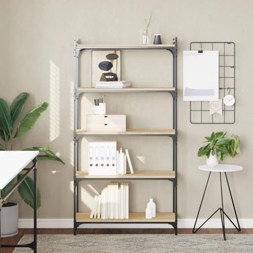 WRJENFSC Schmales Bücherregal 5 Böden Holzwerkstoff & Metall Sonoma-Eiche 80x30x154 cm Industriestil Stehendes Regal mit Verstellbaren Füßen für Wohnzimmer Aufbewahrung WRJENFSC Schmales Bücherregal 5 Böden Holzwerkstoff & Metall Sonoma-Eiche 80x30x154 cm Industriestil Stehendes Regal mit Verstellbaren Füßen für Wohnzimmer Aufbewahrung von WRJENFSC