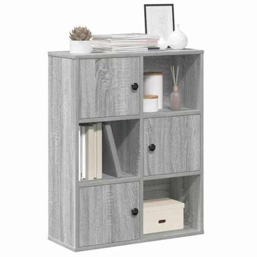 WRJENFSC Schmales Bücherregal Grau Sonoma 60x24x76,5 cm Holzwerkstoff Regalschrank mit Tür für Wohnzimmer, Büro oder Balkon von WRJENFSC