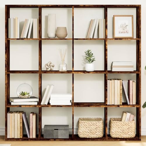 WRJENFSC Schmales Bücherregal Hochregal 16 Fächer Räuchereiche Holzwerkstoff 137,5x29x137,5cm Raumteiler Regal für Wohnzimmer WRJENFSC Schmales Bücherregal Hochregal 16 Fächer Räuchereiche Holzwerkstoff 137,5x29x137,5cm Raumteiler Regal für Wohnzimmer von WRJENFSC