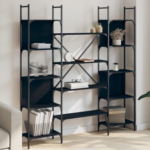 WRJENFSC Schmales Bücherregal Schwarz Holzwerkstoff 155,5x24x166,5 cm Stabiler Hochschrank mit viel Stauraum für Wohnzimmer Büro Schlafzimmer WRJENFSC Schmales Bücherregal Schwarz Holzwerkstoff 155,5x24x166,5 cm Stabiler Hochschrank mit viel Stauraum für Wohnzimmer Büro Schlafzimmer von WRJENFSC