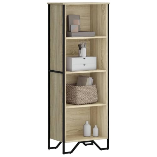 WRJENFSC Schmales Bücherregal Sonoma-Eiche Holzwerkstoff Metall 50x31x137,5 cm mit 4 offenen Fächern für Wohnzimmer und Büro WRJENFSC Schmales Bücherregal Sonoma-Eiche Holzwerkstoff Metall 50x31x137,5 cm mit 4 offenen Fächern für Wohnzimmer und Büro von WRJENFSC
