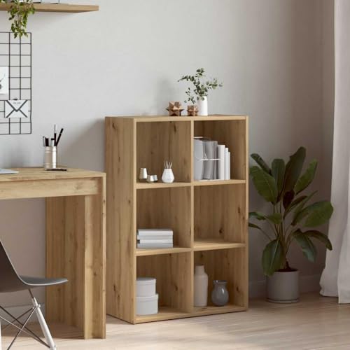 WRJENFSC Schmales Bücherregal und Sideboard aus Holzwerkstoff in Artisan-Eiche 66x30x98 cm mit 6 Fächern für viel Stauraum und Elegantes Design im Wohnbereich von WRJENFSC