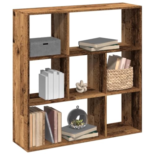 WRJENFSC Schmales Raumteiler-Bücherregal Altholz-Optik 102x29x103,5 cm mit 7 Fächern Modernes Regal für Wohnzimmer Büro Schlafzimmer von WRJENFSC