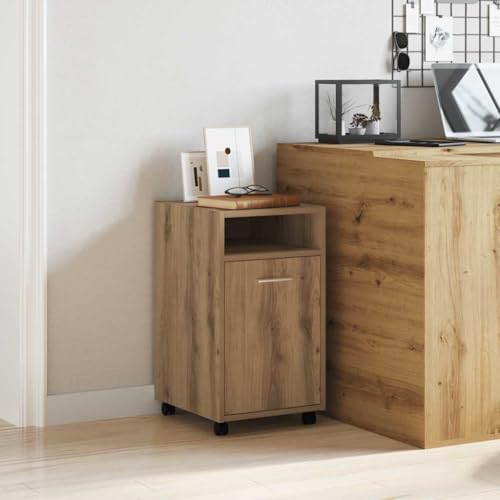 WRJENFSC Schrank mit Rollen Artisan Eiche Holzwerkstoff 33x38x60 cm Organizer mit Schublade und Fach für Getränke Zeitschriften Deko Stauraum von WRJENFSC