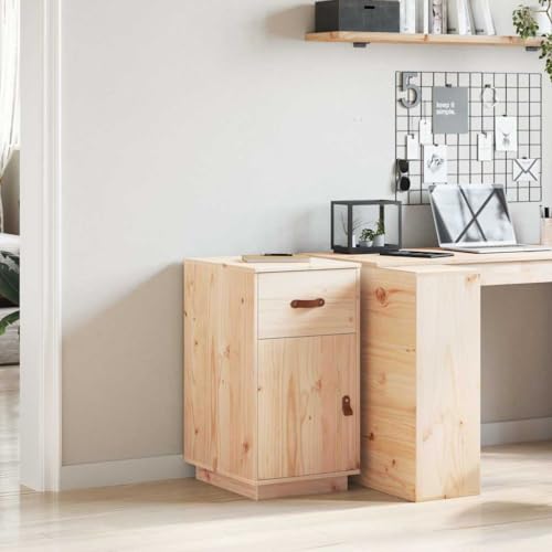 WRJENFSC Schreibtischschrank aus massivem Kiefernholz 40 x 50 x 75 cm mit Schublade und Fächern Organizer Stauraum für Büro Wohnzimmer von WRJENFSC