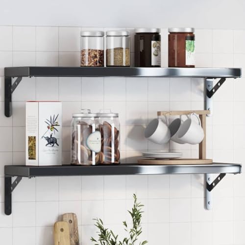 WRJENFSC Schwarze Edelstahl Regalträger 4 Stück 20x2,5x14 cm für Wandmontage von Regalen Robust Korrosionsbeständig Küche Bad Wohnzimmer WRJENFSC Schwarze Edelstahl Regalträger 4 Stück 20x2,5x14 cm für Wandmontage von Regalen Robust Korrosionsbeständig Küche Bad Wohnzimmer von WRJENFSC