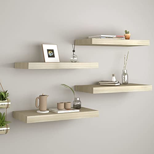 WRJENFSC Schwebende Wandregale 4er Set Eichefarben 60x23,5x3,8cm Waben-MDF Metall Unsichtbare Montage für Wohnzimmer Küche Bad Dekoration WRJENFSC Schwebende Wandregale 4er Set Eichefarben 60x23,5x3,8cm Waben-MDF Metall Unsichtbare Montage für Wohnzimmer Küche Bad Dekoration von WRJENFSC