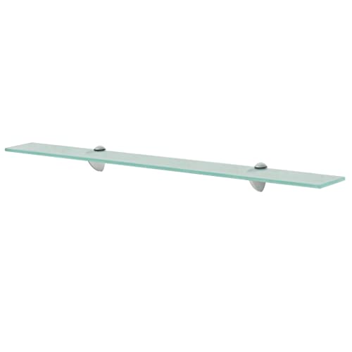 WRJENFSC Schwebendes Glas Wandregal 80x10 cm 8 mm Dicke Transparent mit Zink Klemmbügeln Hohe Tragfähigkeit 15 kg für Deko Accessoires Bücher Pflanzen in Wohnzimmer Schlafzimmer Bad von WRJENFSC