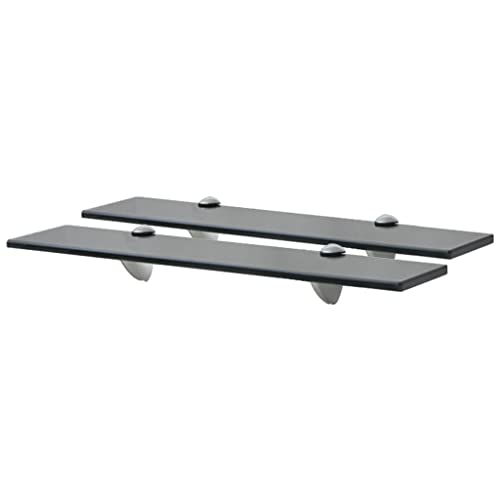 WRJENFSC Schwebendes Regal 2 Stück Glas Wandregal 50x10 cm 8 mm Schwarz für Bad Wohnzimmer Schlafzimmer Dekoration von WRJENFSC