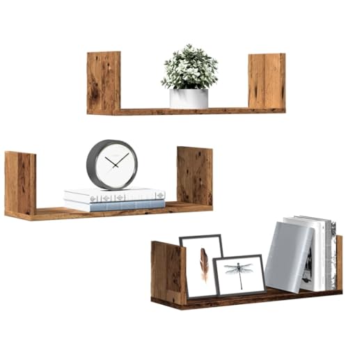 WRJENFSC Schwebendes Wandregal Set 3 STK. Altholz-Optik Holzwerkstoff für Wanddeko Ablage in Küche Bad Wohnzimmer 58x18x18 cm Robust und Platzsparend WRJENFSC Schwebendes Wandregal Set 3 STK. Altholz-Optik Holzwerkstoff für Wanddeko Ablage in Küche Bad Wohnzimmer 58x18x18 cm Robust und Platzsparend von WRJENFSC