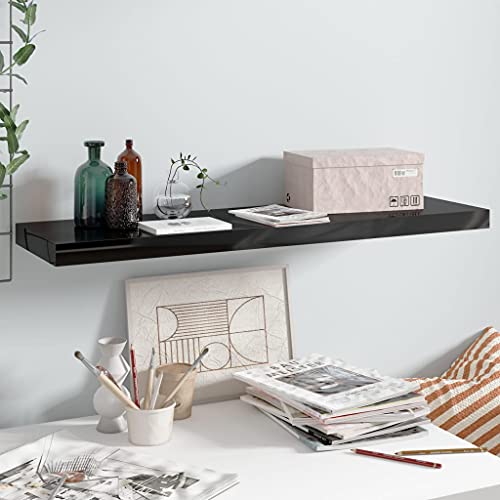 WRJENFSC Schweberegal Hochglanz Schwarz 90x23,5x3,8 cm MDF Metall Wandboard Modernes Design für Wohnzimmer Bad Küche Dekoration WRJENFSC Schweberegal Hochglanz Schwarz 90x23,5x3,8 cm MDF Metall Wandboard Modernes Design für Wohnzimmer Bad Küche Dekoration von WRJENFSC