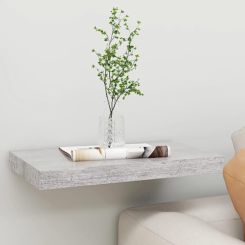 WRJENFSC Schweberegal Wandregal Betongrau 40x23x3,8 cm aus MDF und Metall mit unsichtbarem Befestigungssystem – Modernes Floating Shelf für Bücher, Deko und Sammlerstücke in Wohnzimmer, Küche oder Bad von WRJENFSC