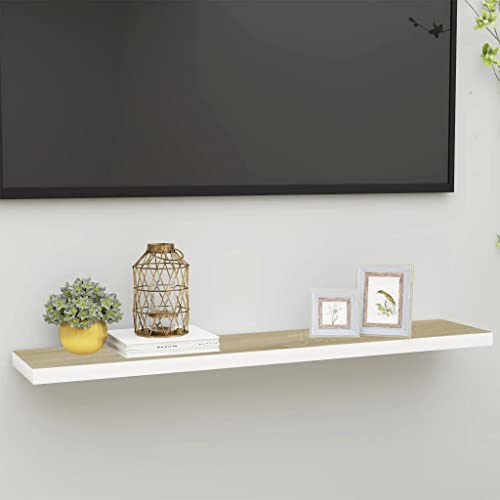 WRJENFSC Schweberegal Wandregal Eichen-Optik Weiß 120 cm Unsichtbare Montage Hängendes Wandboard Stabiles MDF Metall Regal für Wohnzimmer Bad Küche Dekoration WRJENFSC Schweberegal Wandregal Eichen-Optik Weiß 120 cm Unsichtbare Montage Hängendes Wandboard Stabiles MDF Metall Regal für Wohnzimmer Bad Küche Dekoration von WRJENFSC