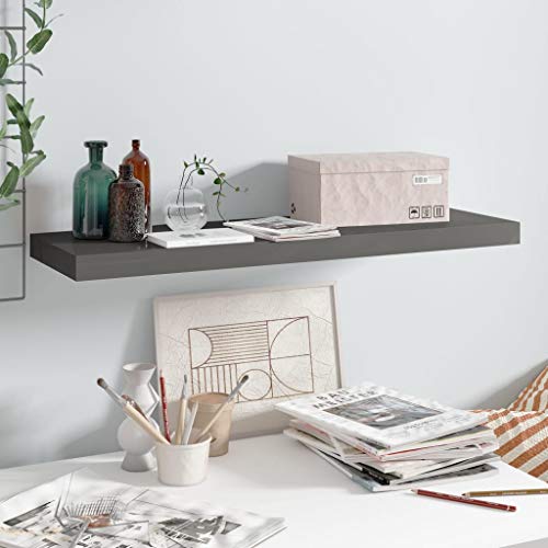WRJENFSC Schweberegal Wandregal Hochglanz Grau 80x23,5x3,8 cm MDF Metall Unsichtbare Montage Dekorative Ablage für Bücher Deko Wohnzimmer Bad WRJENFSC Schweberegal Wandregal Hochglanz Grau 80x23,5x3,8 cm MDF Metall Unsichtbare Montage Dekorative Ablage für Bücher Deko Wohnzimmer Bad von WRJENFSC