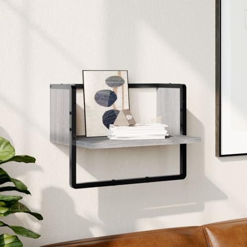 WRJENFSC Schweberegal mit Metallstange Grau Sonoma 40x25x30 cm Wandregal Modernes Design Robustes Material für Deko Aufbewahrung in Wohnzimmer Küche Badezimmer WRJENFSC Schweberegal mit Metallstange Grau Sonoma 40x25x30 cm Wandregal Modernes Design Robustes Material für Deko Aufbewahrung in Wohnzimmer Küche Badezimmer von WRJENFSC