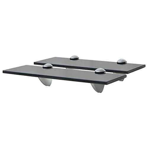 WRJENFSC Schweberegale aus Glas 2 Stück Schwarz Wandregal Schwebend 30x10 cm 8 mm Sicherheitsglas Tragkraft 10 kg für Wohnzimmer Schlafzimmer Badezimmer Küche Deko Ablage von WRJENFSC