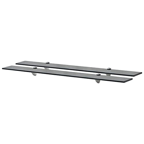 WRJENFSC Schweberegale aus Glas 90x10 cm Schwarz 2 Stück, Wandregal Schwebend mit Klemmbügeln aus Zinklegierung für Badezimmer Wohnzimmer Schlafzimmer, Modernes Design WRJENFSC Schweberegale aus Glas 90x10 cm Schwarz 2 Stück, Wandregal Schwebend mit Klemmbügeln aus Zinklegierung für Badezimmer Wohnzimmer Schlafzimmer, Modernes Design von WRJENFSC