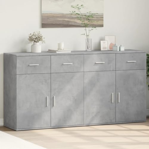 WRJENFSC Sideboard 2er Set 79x38x80 cm Betongrau Holzwerkstoff Robust & Pflegeleicht Modernes Lowboard mit 76 kg Tragkraft für Wohnzimmer Flur Büro WRJENFSC Sideboard 2er Set 79x38x80 cm Betongrau Holzwerkstoff Robust & Pflegeleicht Modernes Lowboard mit 76 kg Tragkraft für Wohnzimmer Flur Büro von WRJENFSC