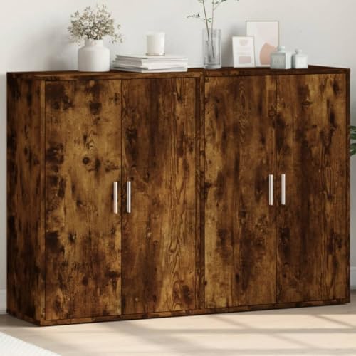 WRJENFSC Sideboard 2er Set Räuchereiche 60x31x84 cm Holzwerkstoff Robustes Lowboard mit Stauraum Modernes Design für Wohnzimmer Flur Schlafzimmer von WRJENFSC
