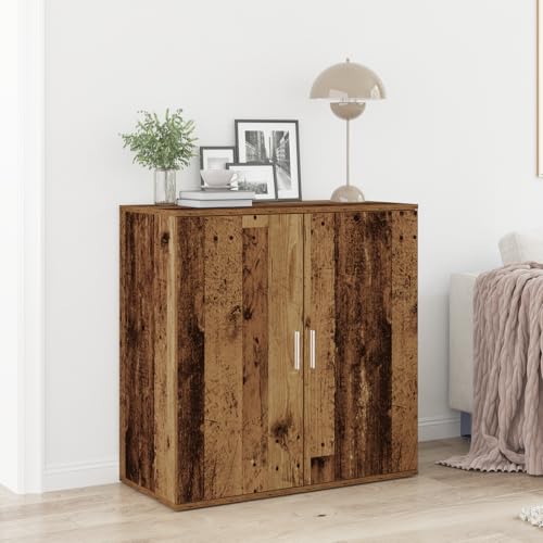 WRJENFSC Sideboard 79x38x80 cm aus Eichenholz verwittertes Braun mit 2 Türen Stauraum Küche Esszimmer Landhausstil für Wohnzimmer Büro Flur WRJENFSC Sideboard 79x38x80 cm aus Eichenholz verwittertes Braun mit 2 Türen Stauraum Küche Esszimmer Landhausstil für Wohnzimmer Büro Flur von WRJENFSC